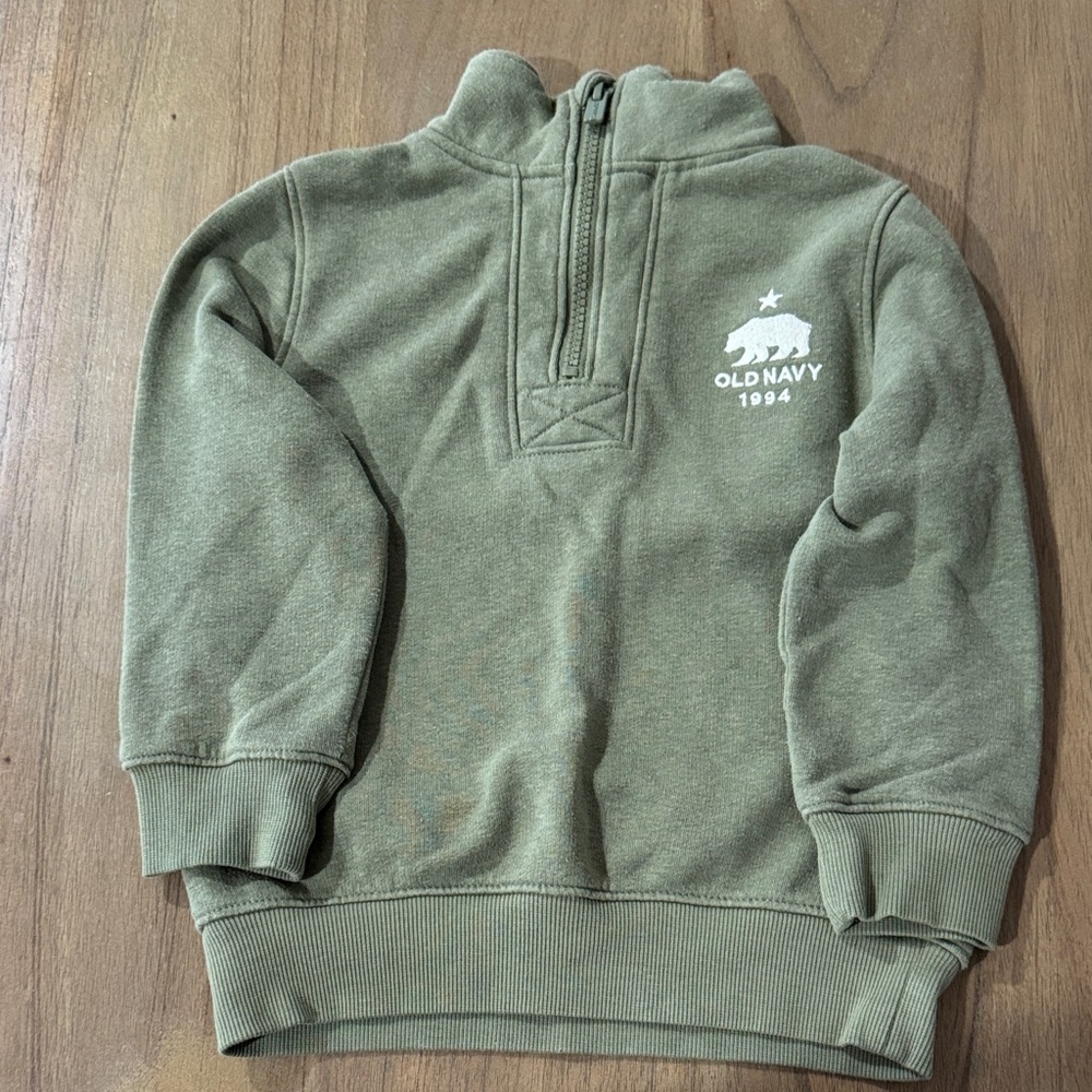Old Navy Boy's Olive Zip-Up Sweater